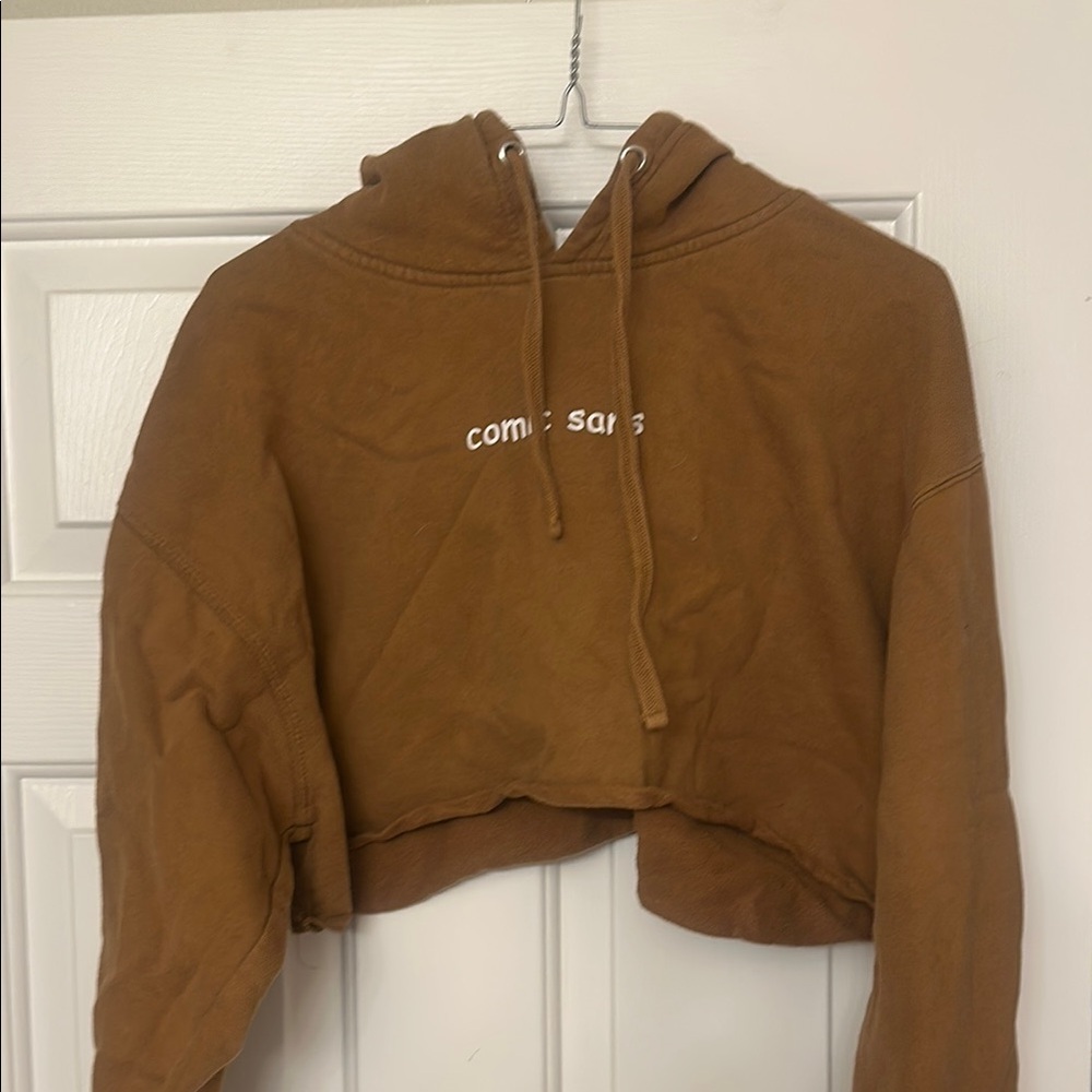 Comfy Casual Brown Cropped Hoodie
